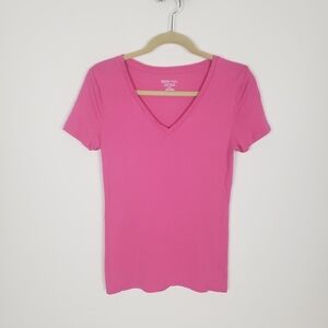 Merona The Ultimate Tee Pink Women's Cotton V-Neck Short Sleeve T-Shirt